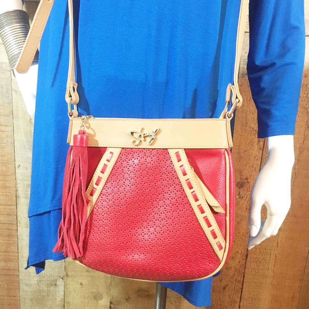 Sharif 1827 Red Leather Crossbody - image 1